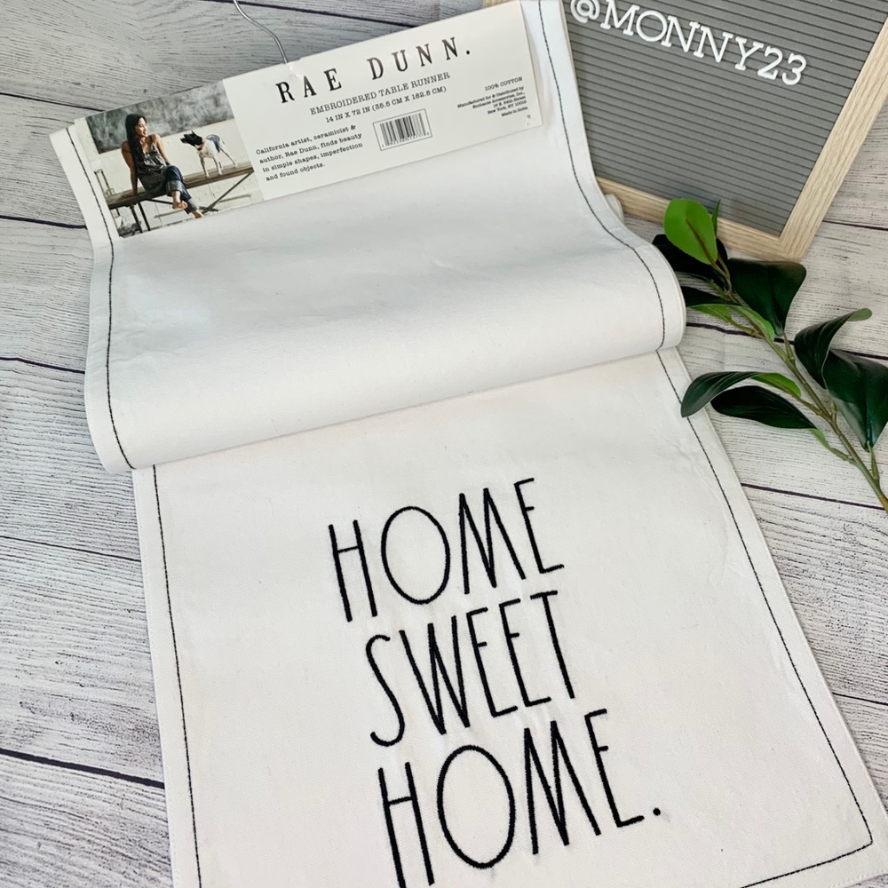 Rae Dunn Embroidered HOME SWEET HOME Table Runner
